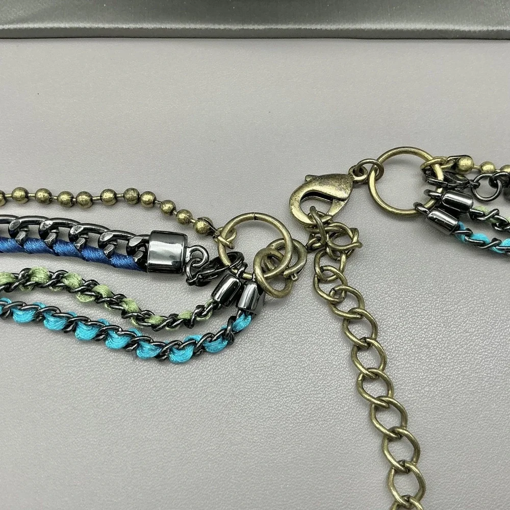 Premier Designs Necklace Multicolor Satin Chain Layered Long Boho Statement 28